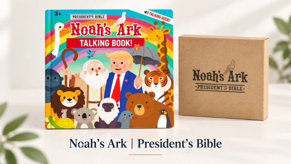 Libro parlante tapa dura El arca de Noé President's Bible, 12 botones de sonido, exceso de inventario manifestado