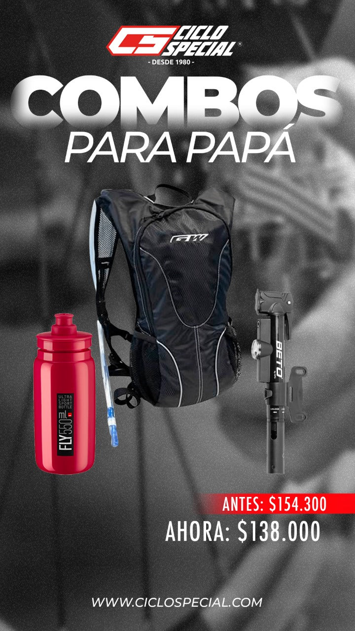 Combo Bolso Hidratacion + Caramañola Termo + Inflador Manometro Oferta