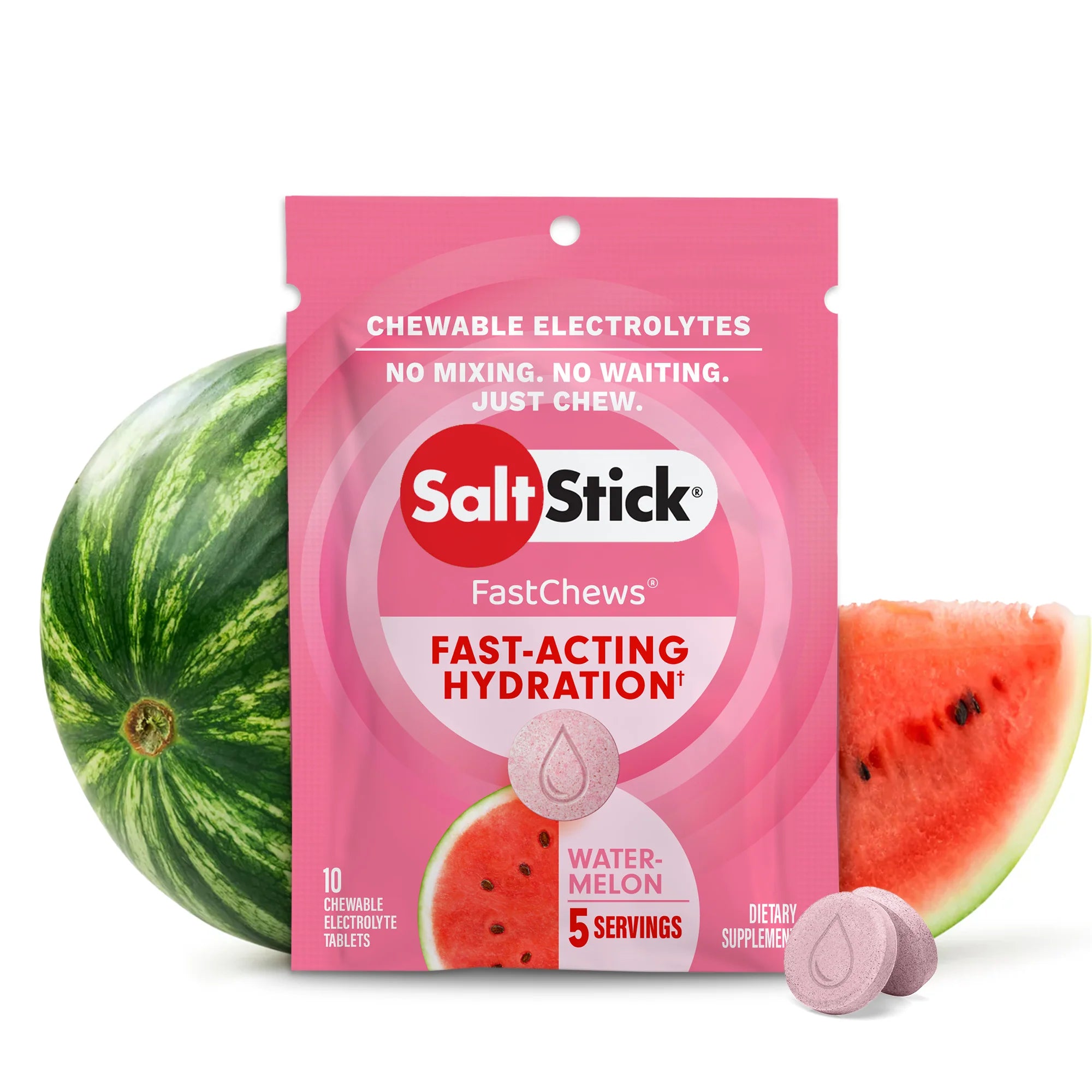 Pastillas de Sal Masticables - 10 Pastillas (Sandía)