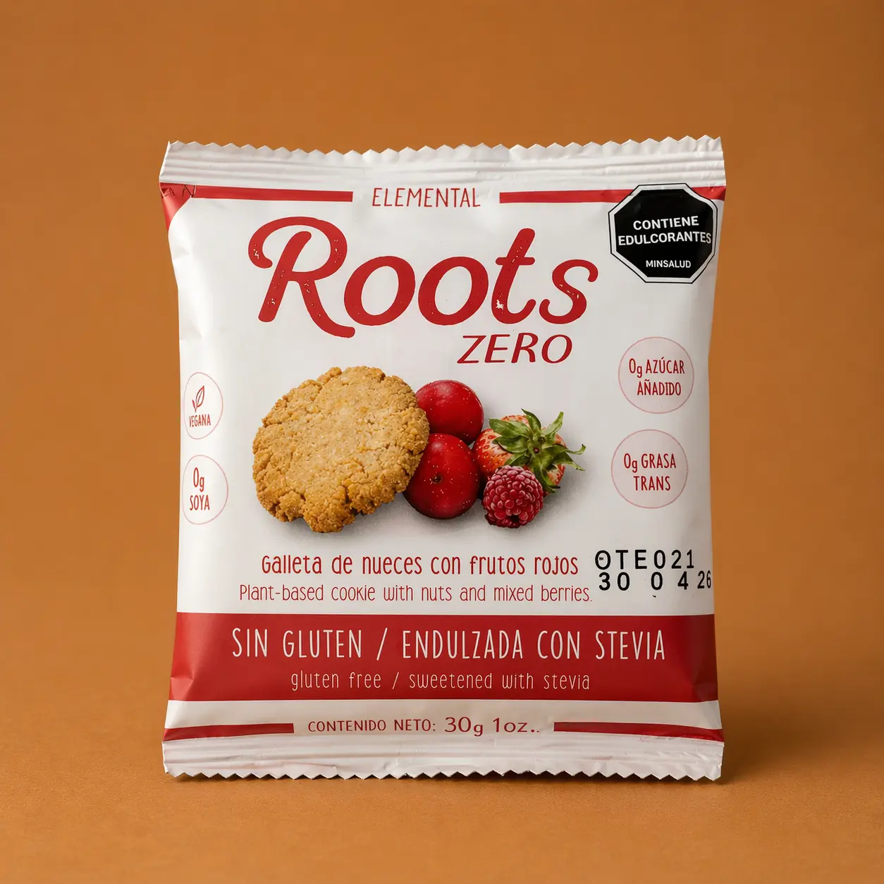 GALLETA DE NUECES CON FRUTOS ROJOS ROOTS 30 GR