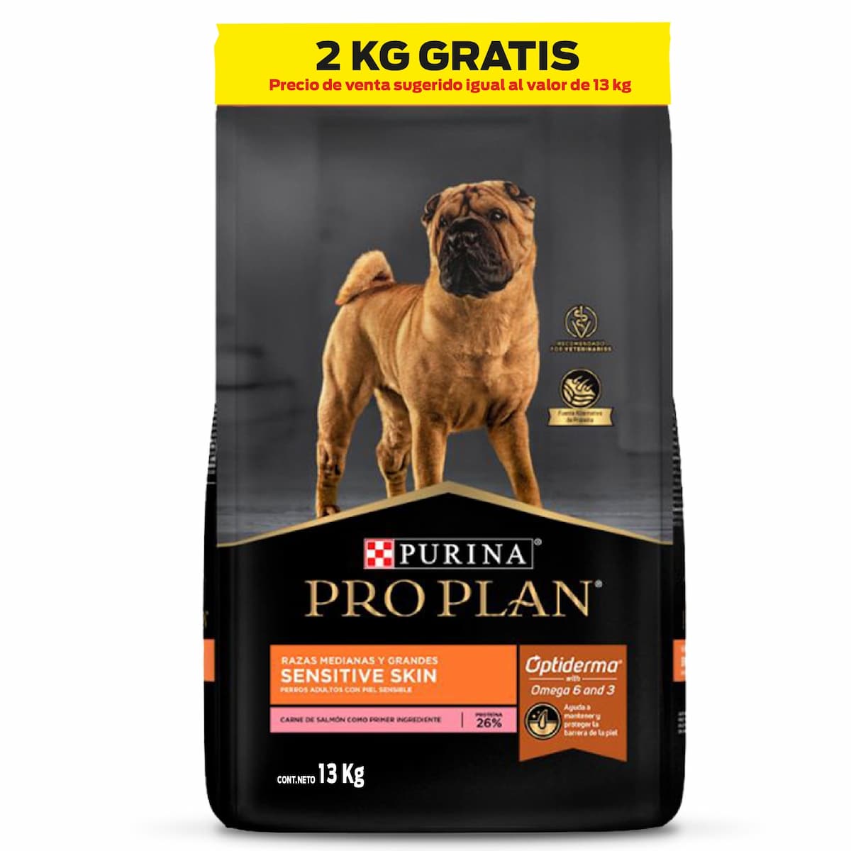 Pro Plan Sensitive Razas Medianas  Y Grandes. Pague 11 Y Lleve 13 Kg