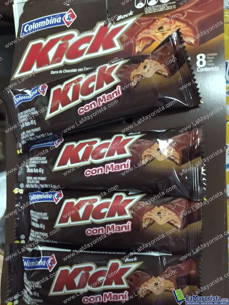 Chocolatina Kick con mani tirilla x 8 unidades