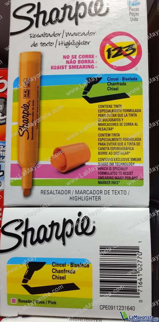 Sharpie resaltador de texto caja x 12 unidades