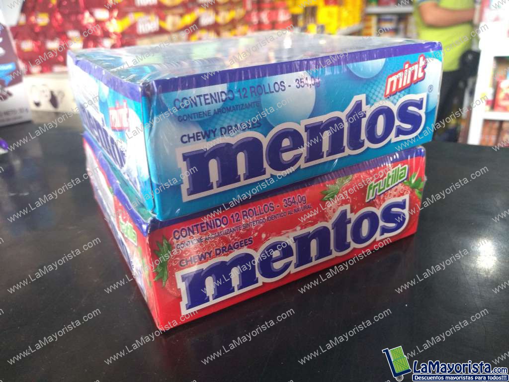 Mentos Frutillas y Mint Cont.354gr 12 unidades