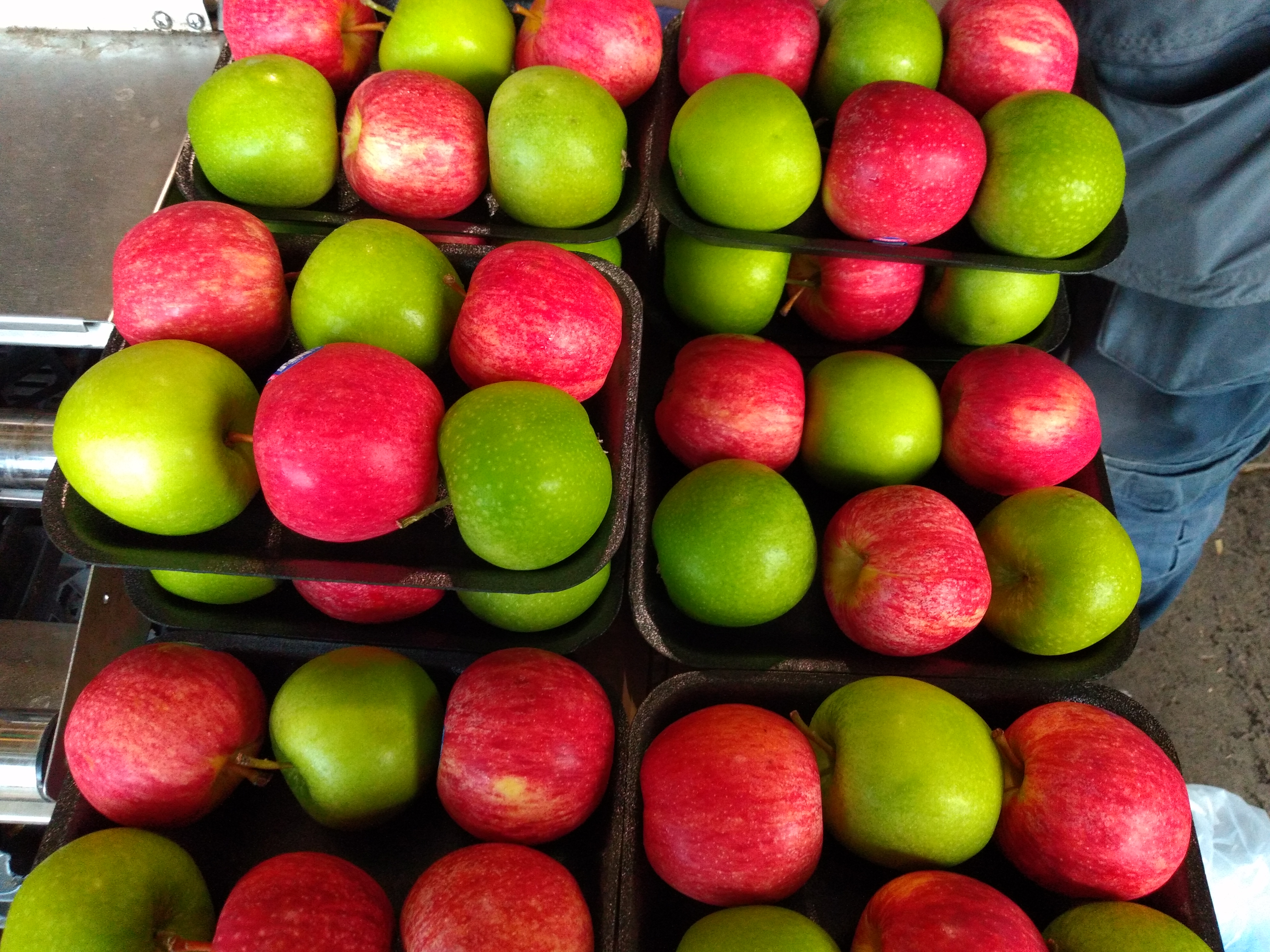 Manzana gala y verde bandeja