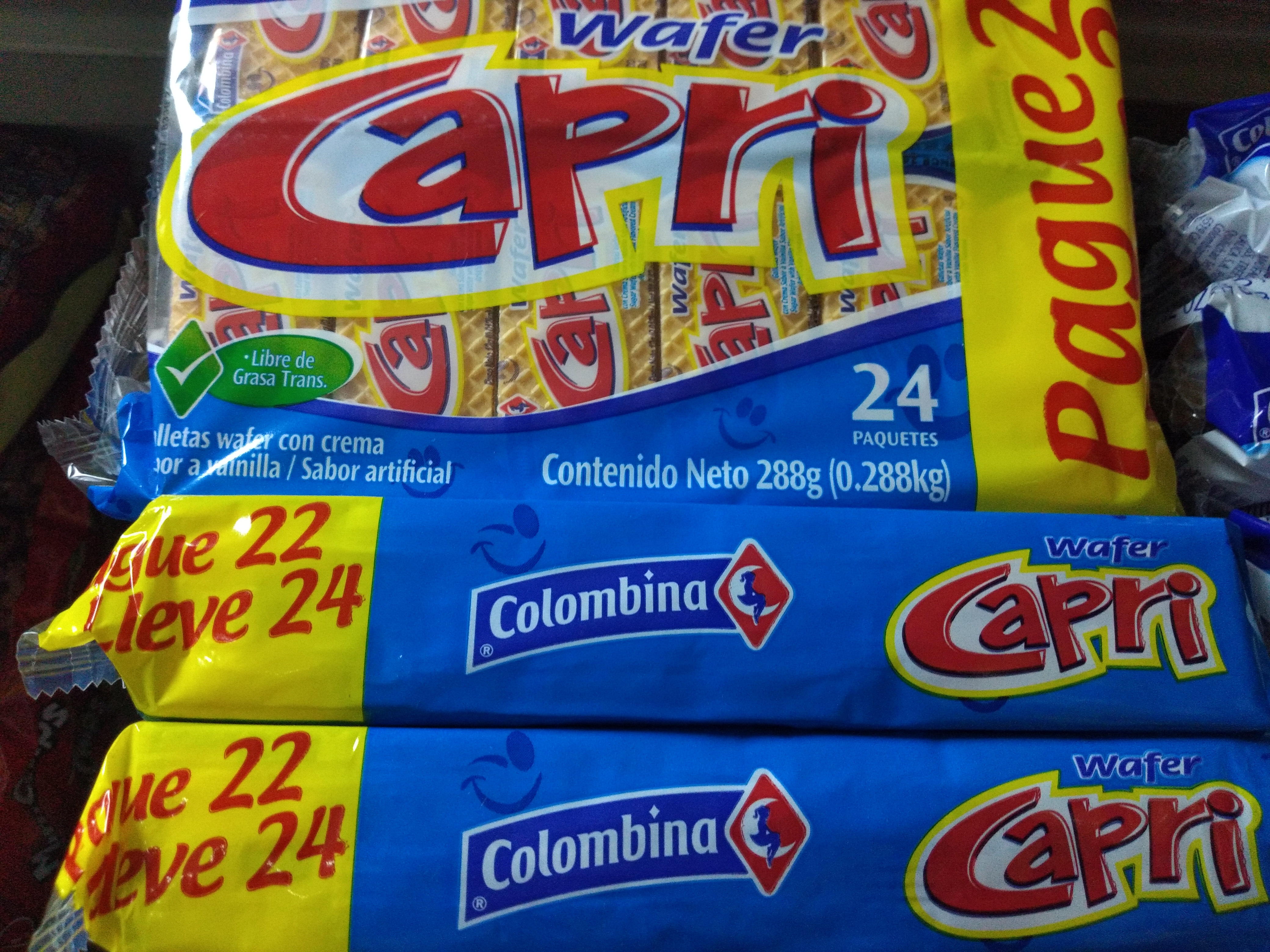Wafer Capri paquete x 24 unidades