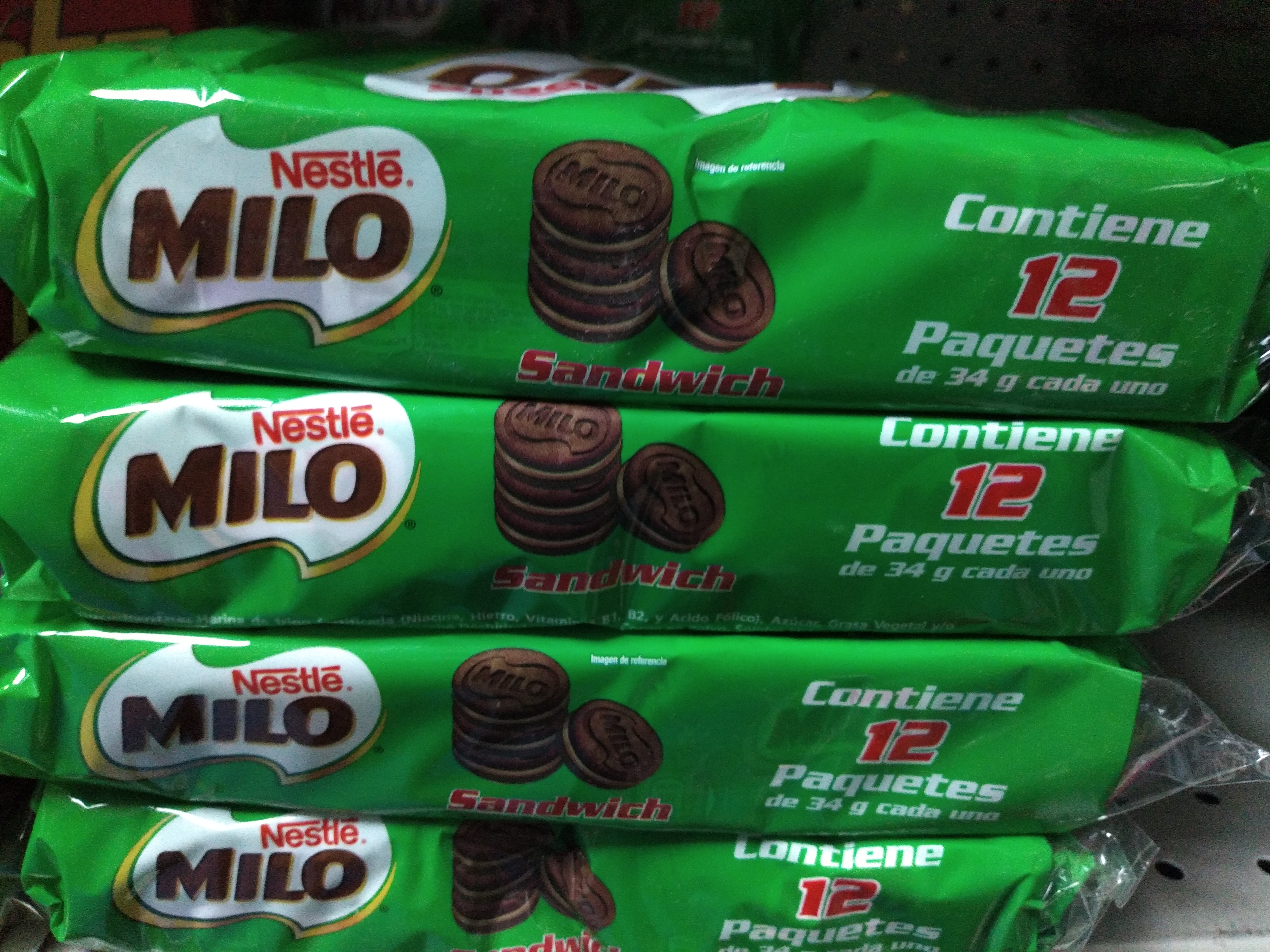 Galleta Milo tipo sándwich x 12 paquetes