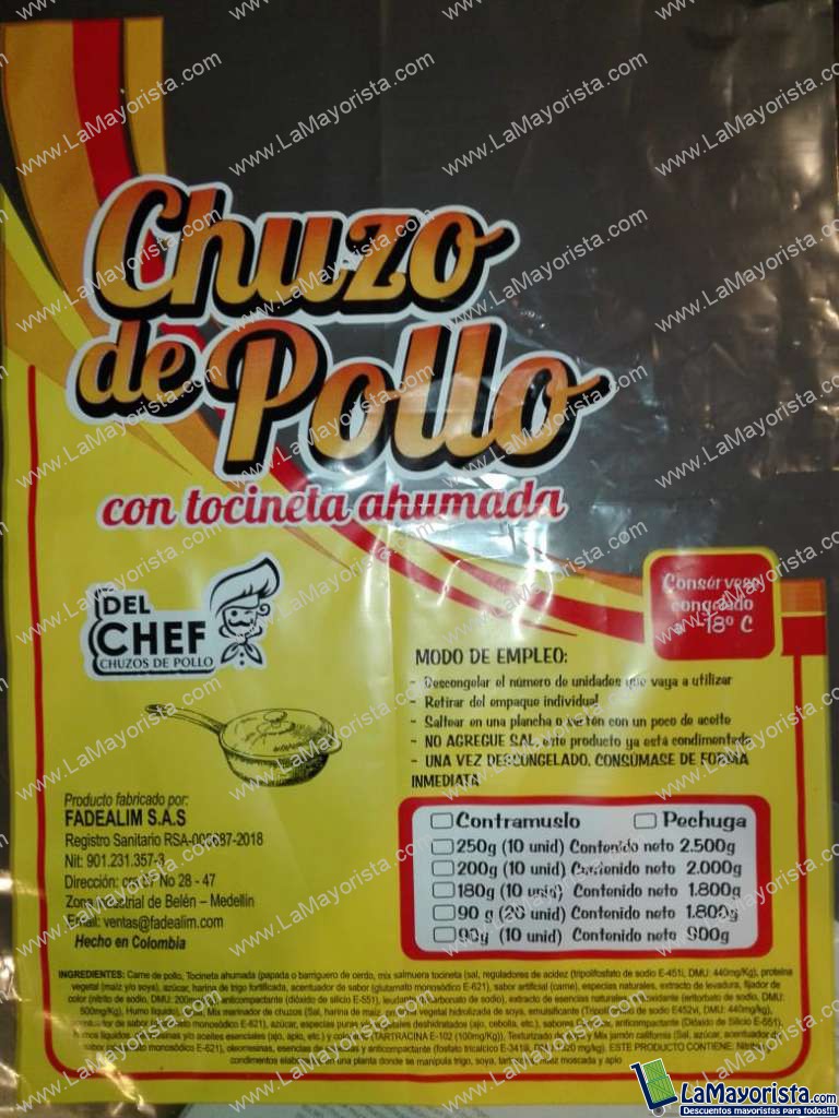 CHUZOS POLLO 180GRS CONTRAMUSLO