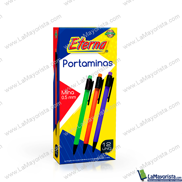 Portaminas con borrador neón 0.5 mm x 12 unidades