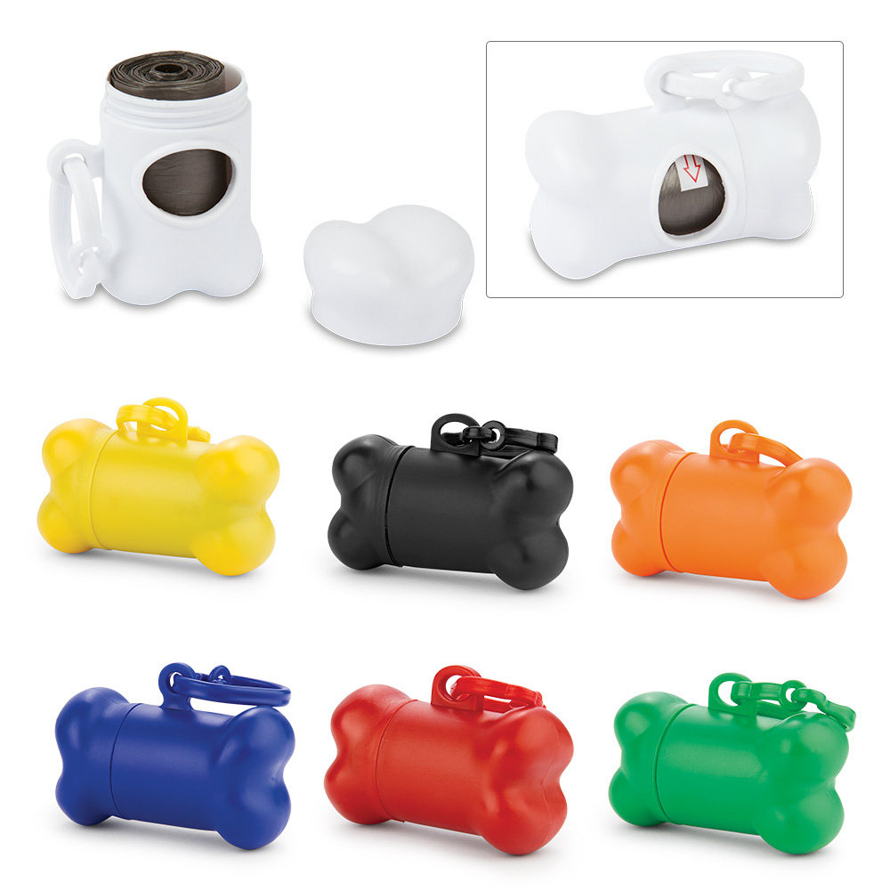 Dispensador Hueso. (Dispensador de bolsas para mascota con forma de hueso. Con gancho y bolsas incluidas.. )