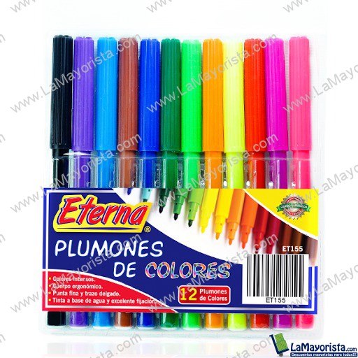 Plumones de colores x 12 unidades