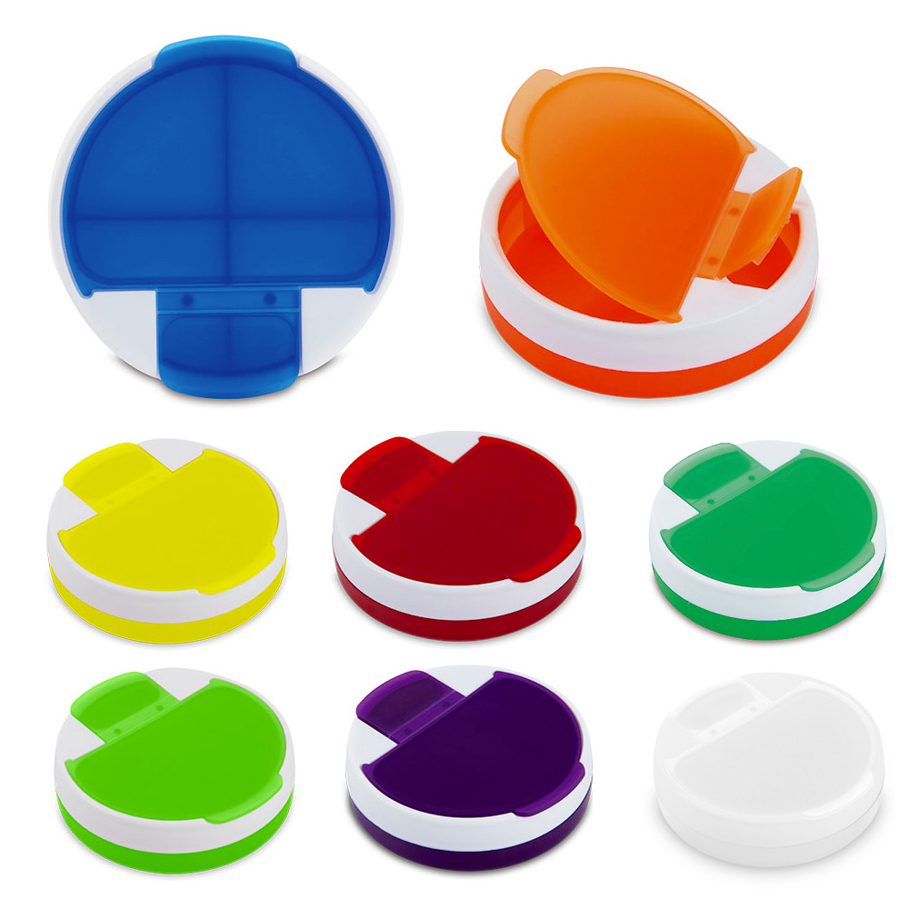 Pastillero Rotary. (Pastillero plástico redondo de 4 compartimentos)