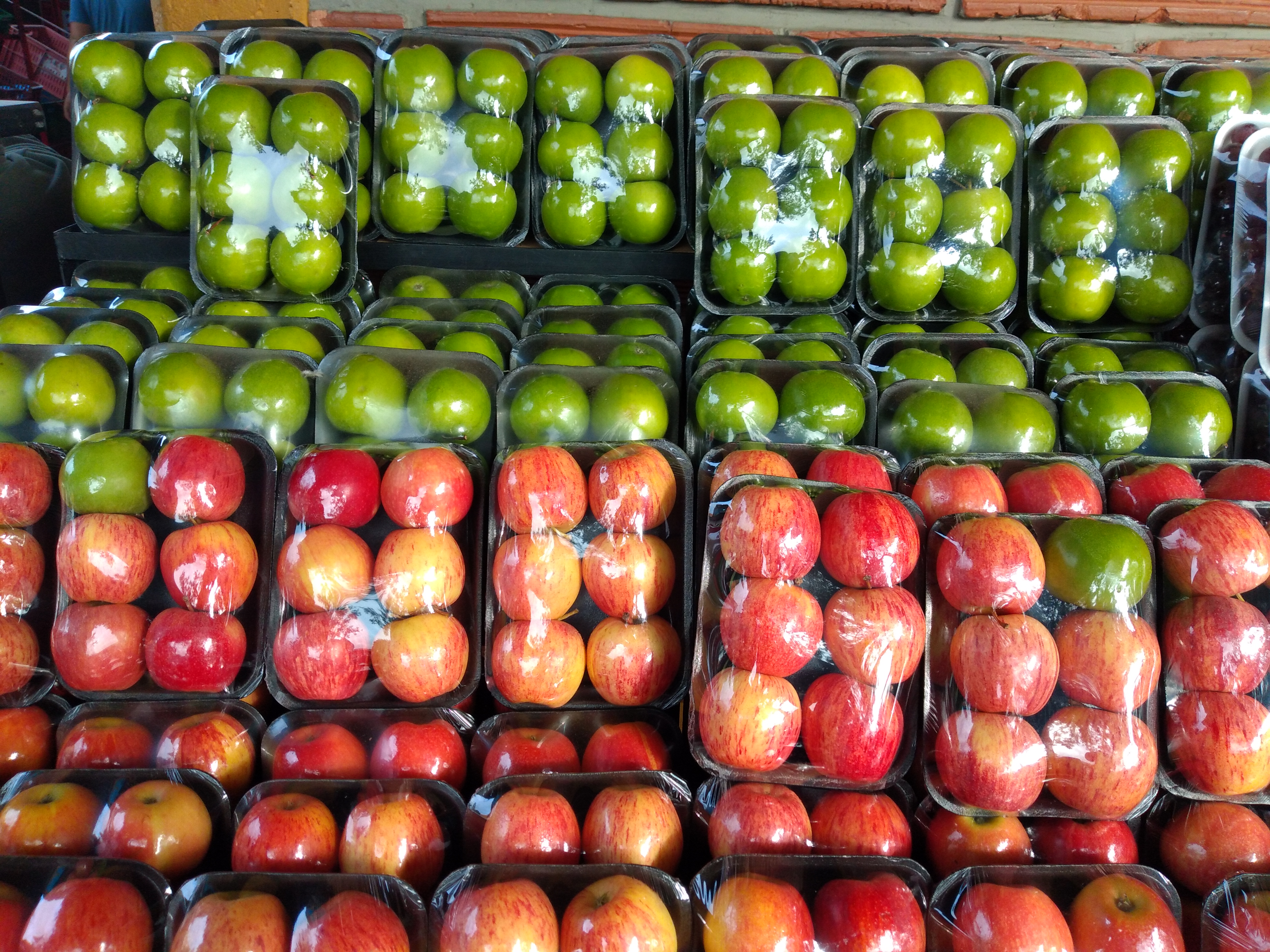 Manzana gala y verde en bandeja