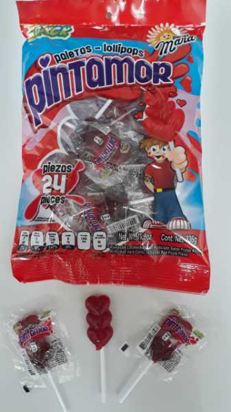 CHUPETA 3 CORAZONES PINTA ROJO