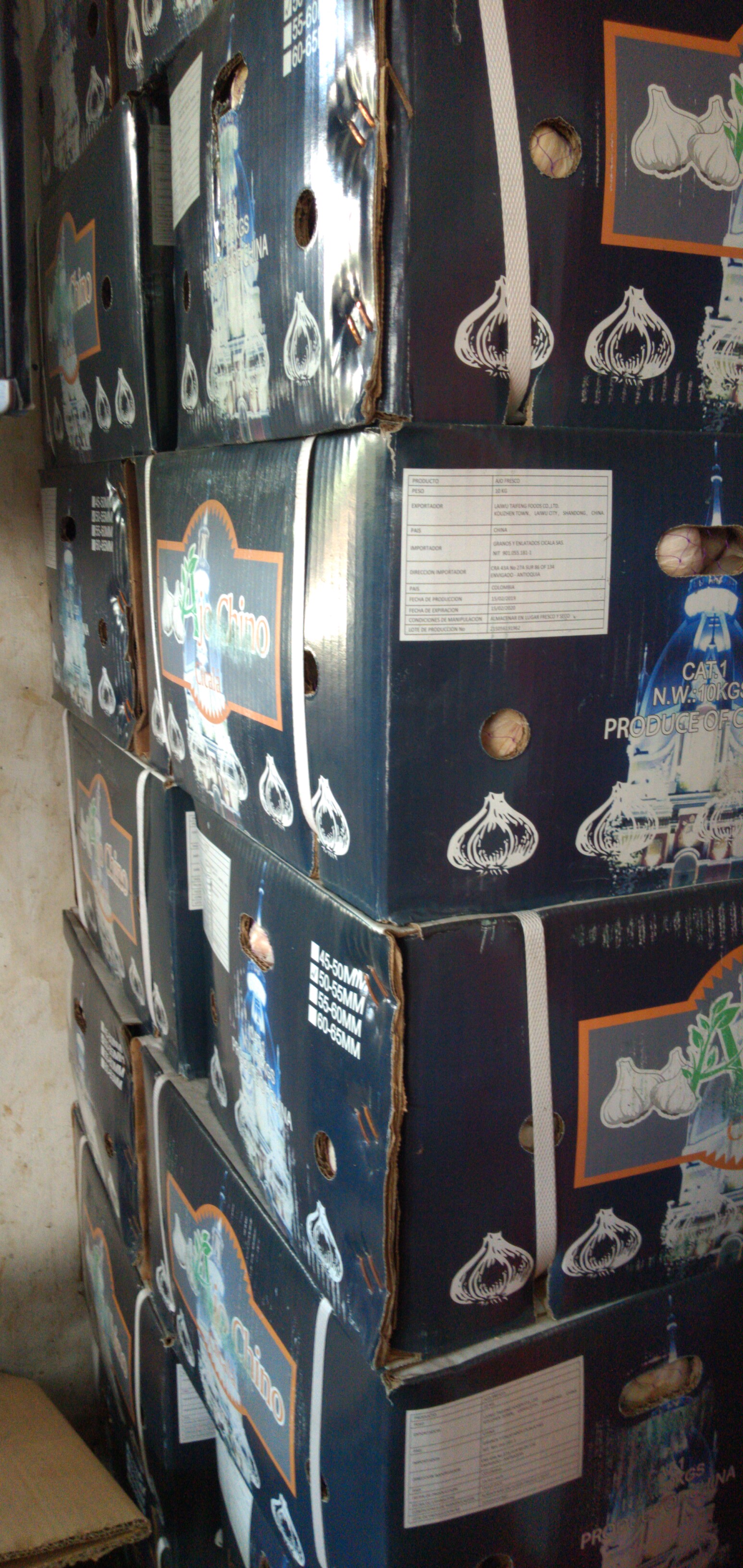 Ajo chino importado caja x 10 kg