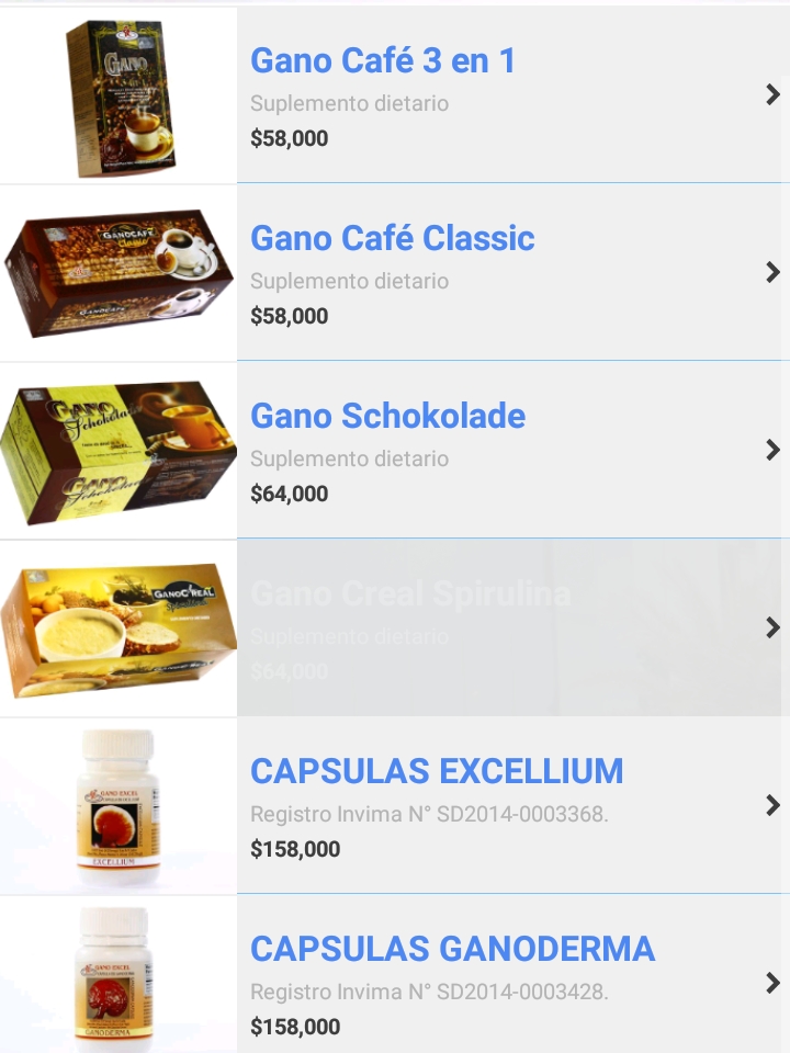Productos  a base de de Gano duerma lucidum
