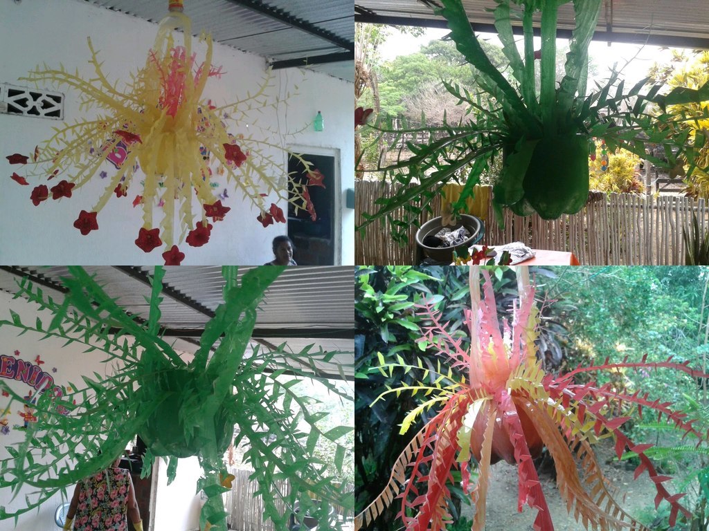 Florero hecho con material reciclable
