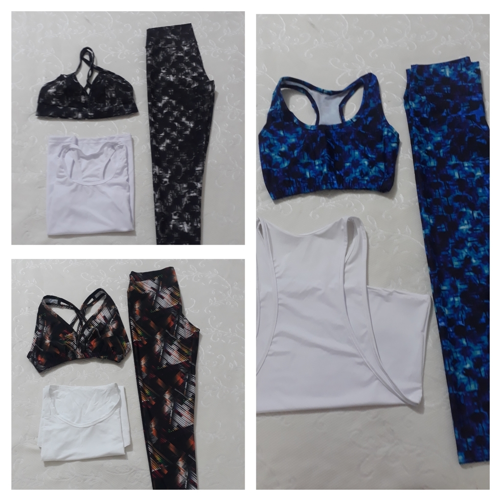 Conjunto deportivo leguins top + blusa
