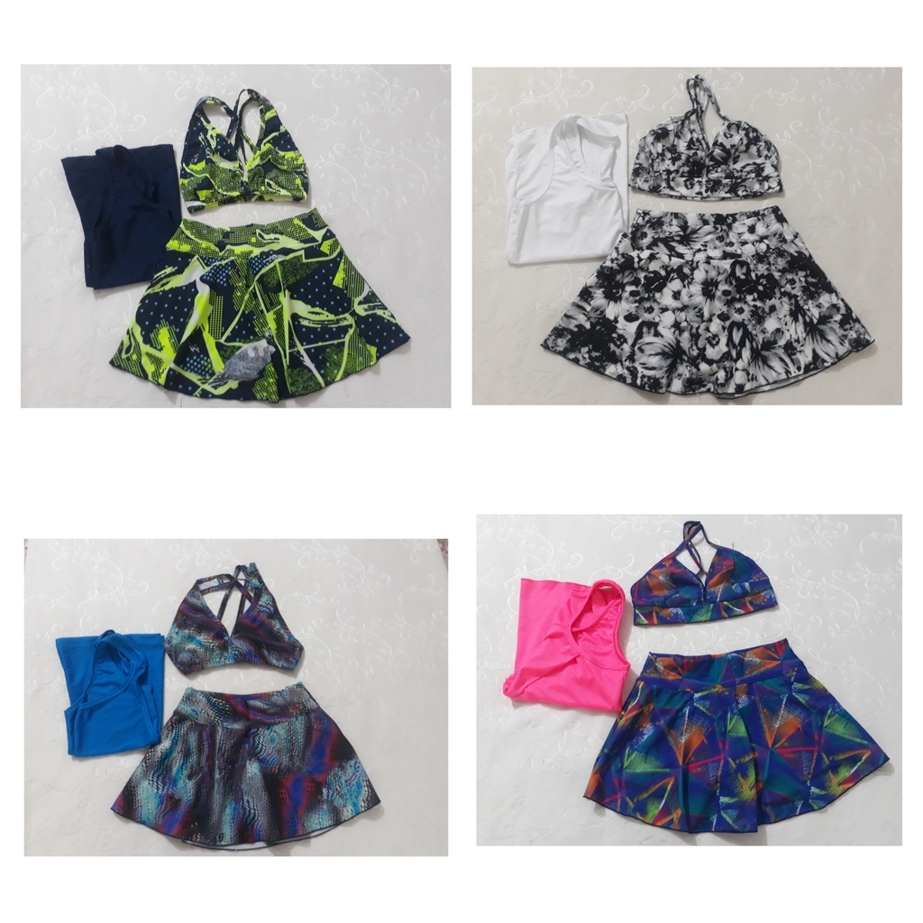 Conjunto deportivo falda + top y blusa