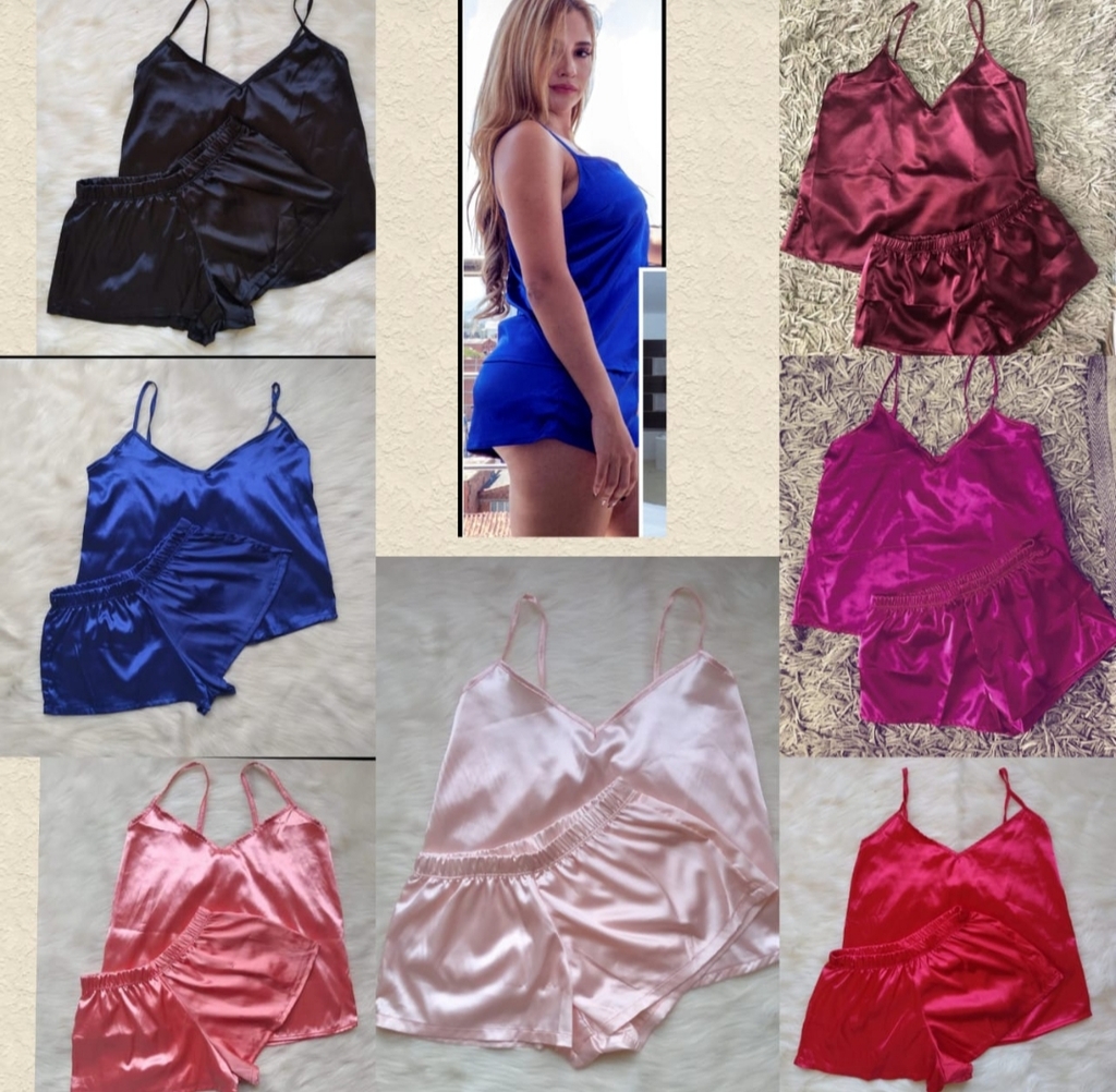 Pijama short satín