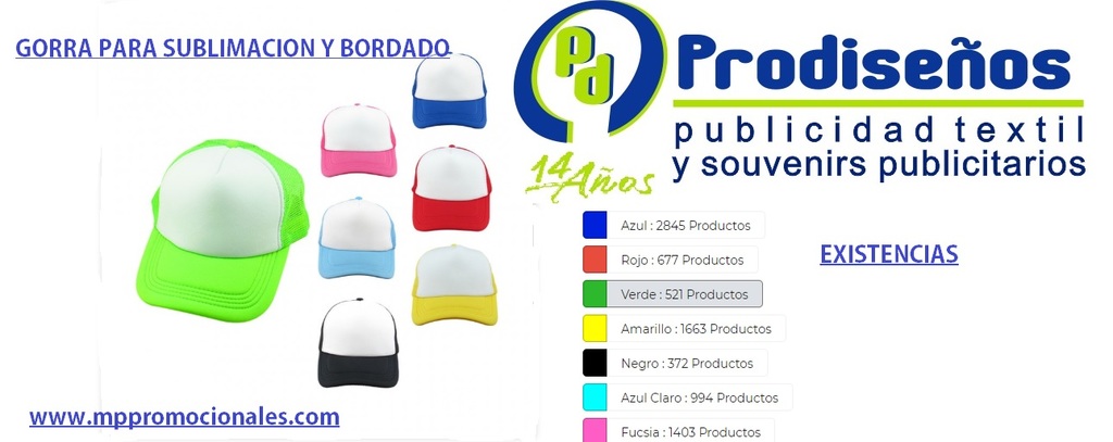 GORRA PARA SUBLIMACIÓN Y BORDADO