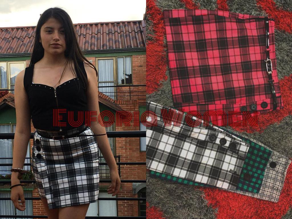 Falda en dril cuadros para dama