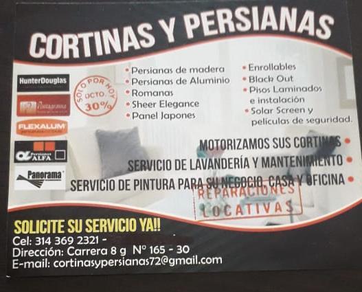 Motorización, lavandería y mantenimiento, suministros de repuestos y cortinas