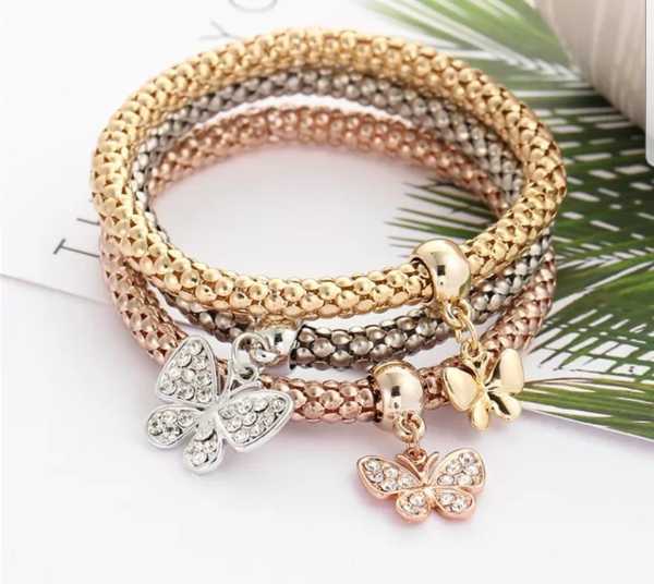 Pulseras de 3 oros fantasia rodinada