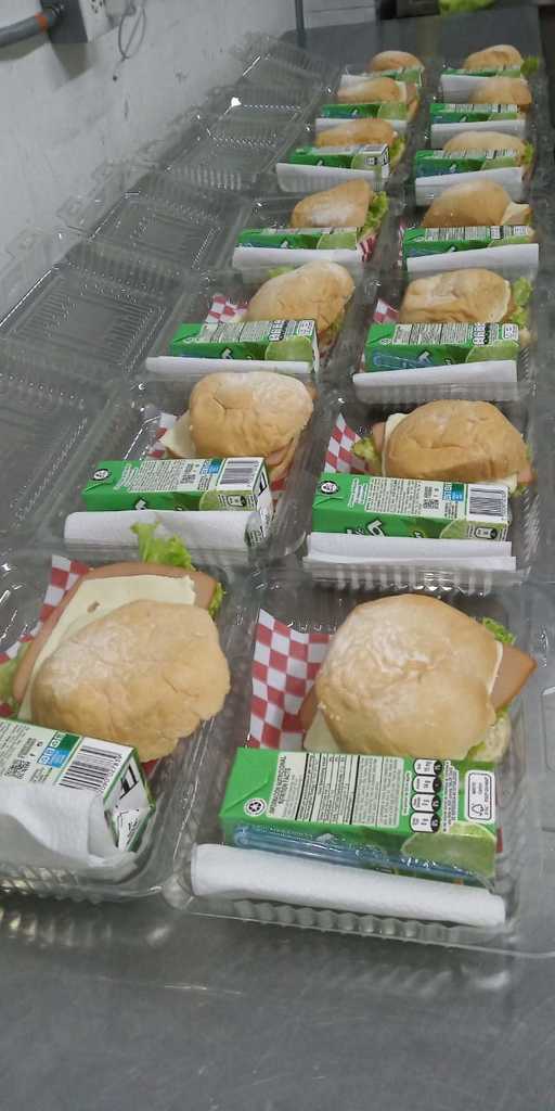 Sandwich de Jamón, Queso, lechuga y Salsa de la Casa, debidamente empacado y  jugo de caja