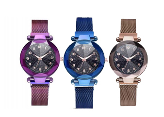 Reloj pulso magnético vidrio polígono (cielo estrellado)