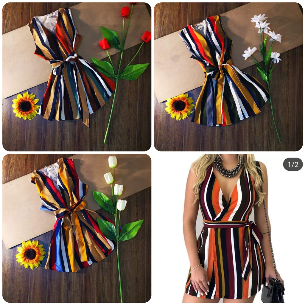 Vestido corto diseño rayas