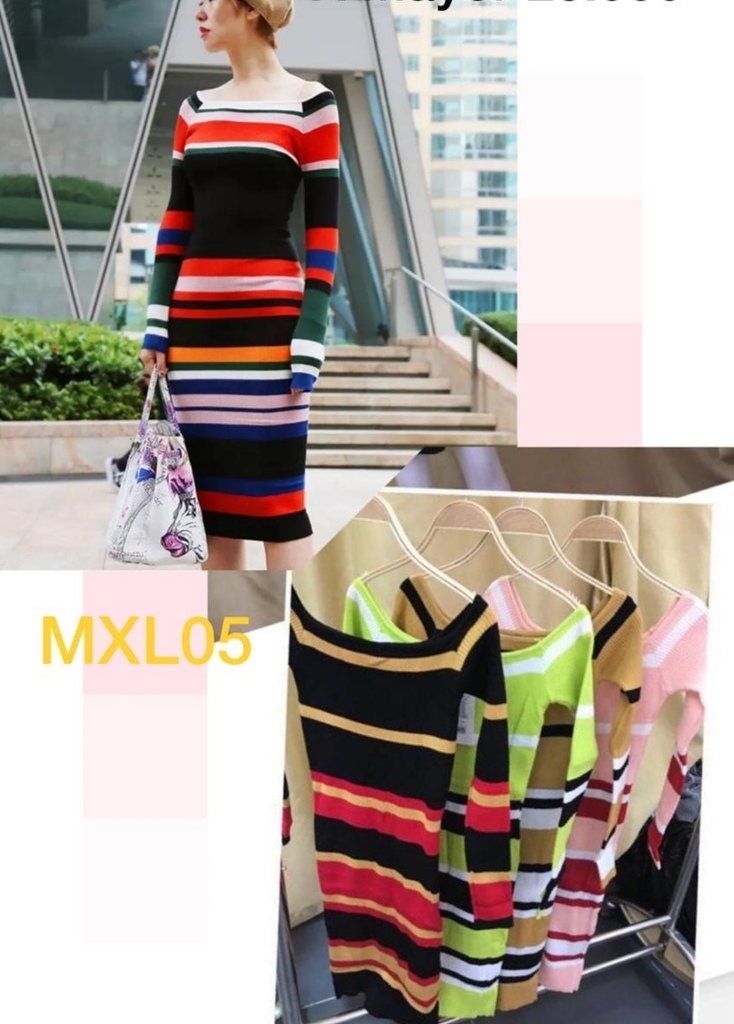 Vestido largo diseño en rayas ref mxl05