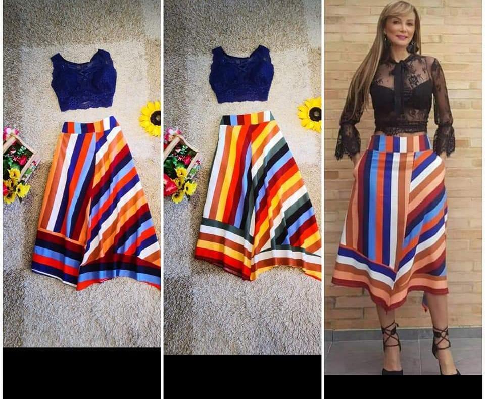 Falda larga diseño rayas