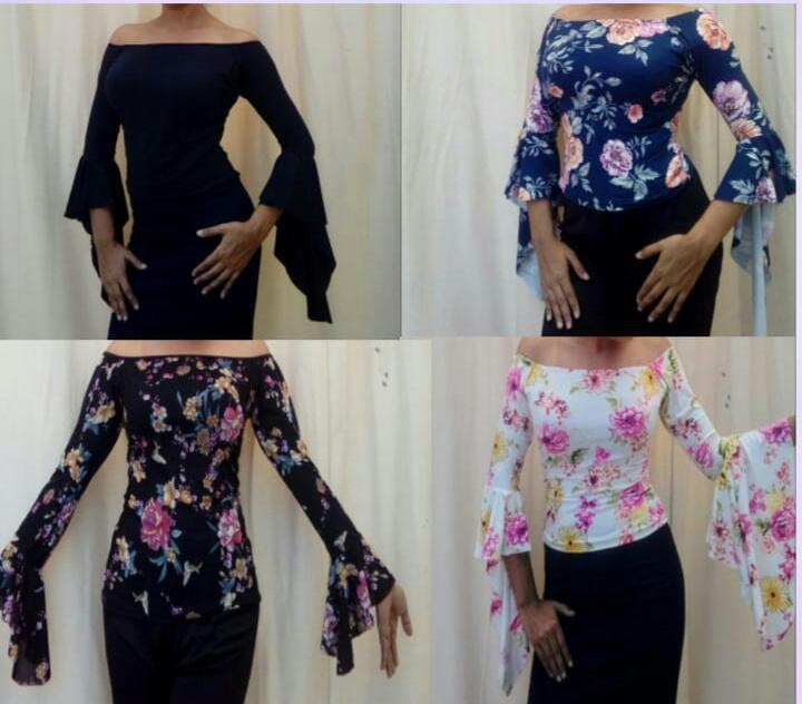 Blusa manga larga tipo campana