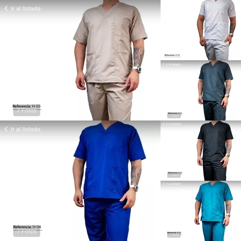 Uniformes antifluidos unicolor para hombre