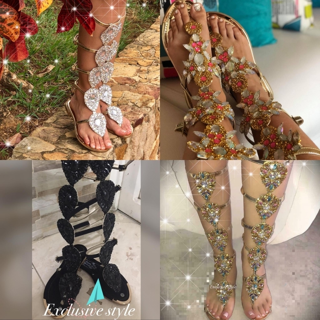 Sandalias referencia romana en pedrería para dama