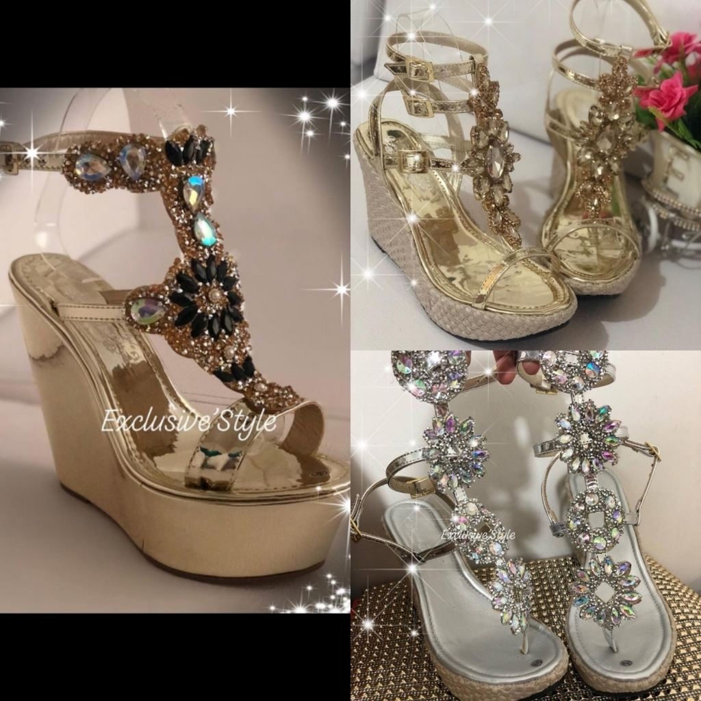 Sandalias referencia romanas plataformas alta 7 1/2 en pedrería para dama
