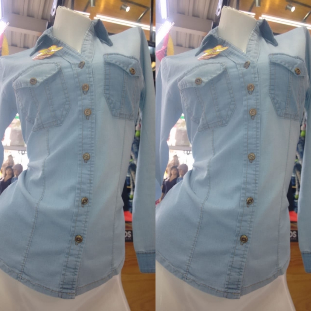 Blusa jean manga larga para dama