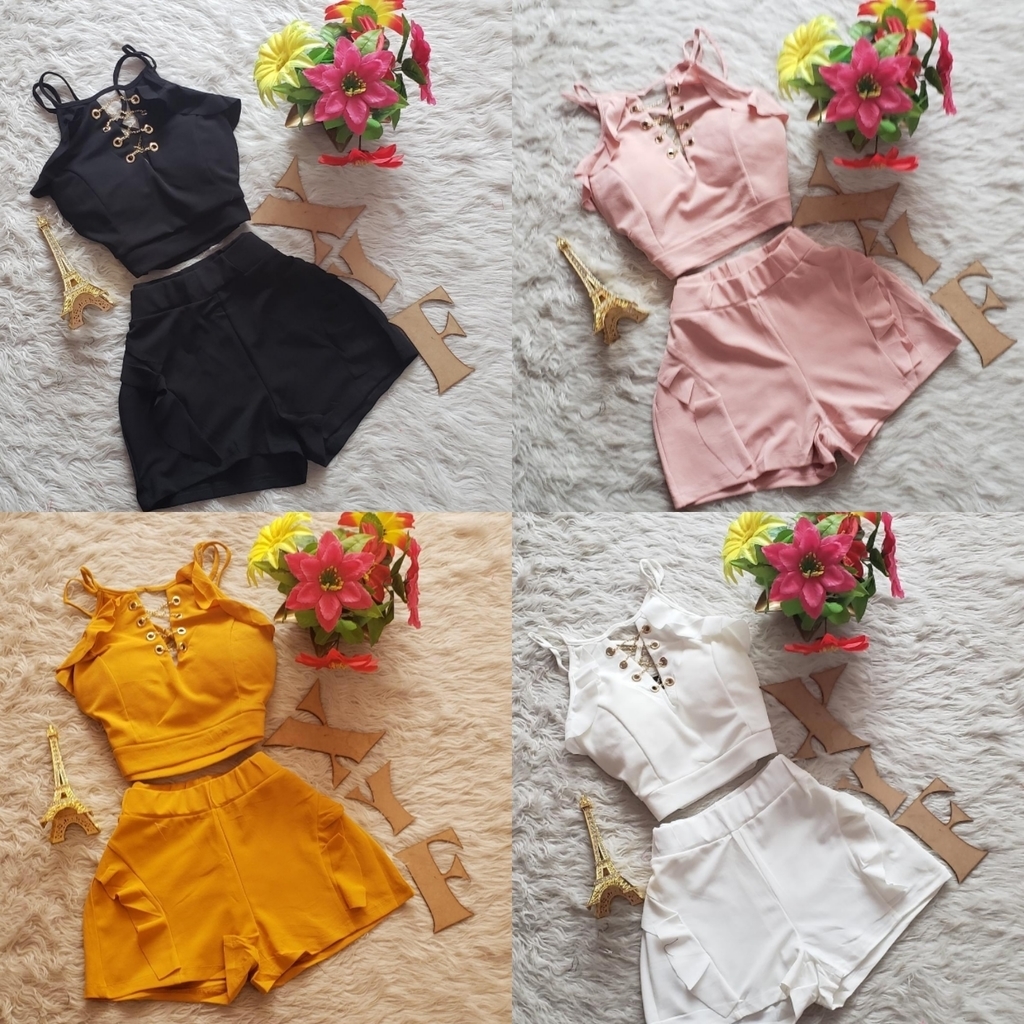 Conjunto de blusa y shorts para dama