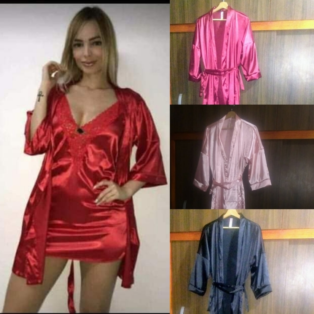 Kimono en satín para dama