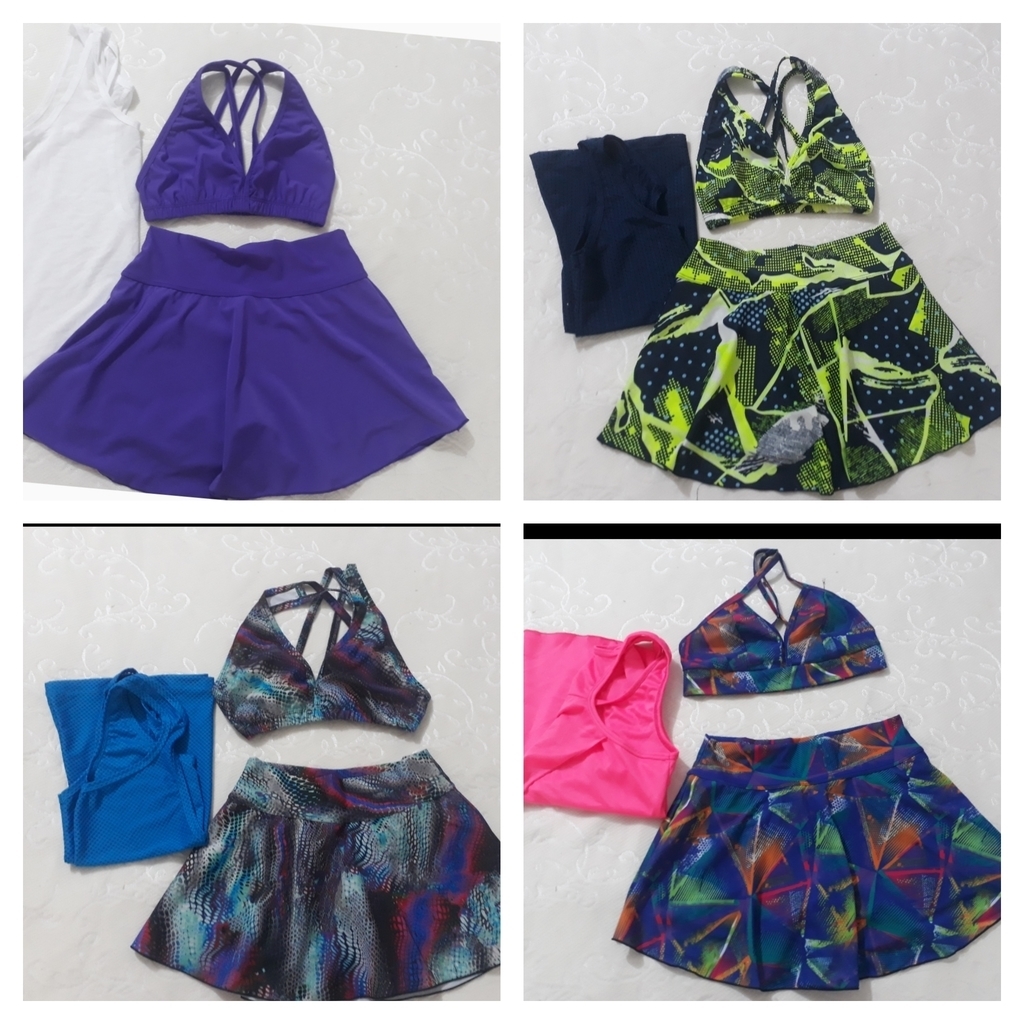 Conjunto deportivo falda + blusa y top