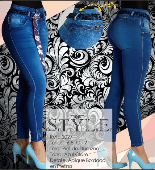 Jeans para dama, Ref. 2027 / Linea premiun - incluye cinturón.
