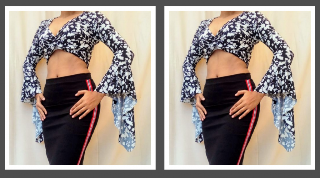 blusa manga de picos corta