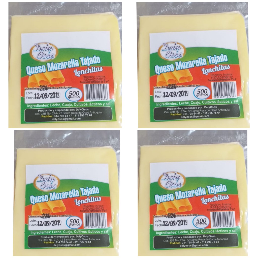 Queso mozarella tajado/500gm
