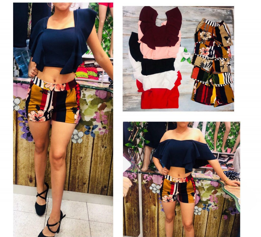 Conjunto de blusa y pantaloneta para dama