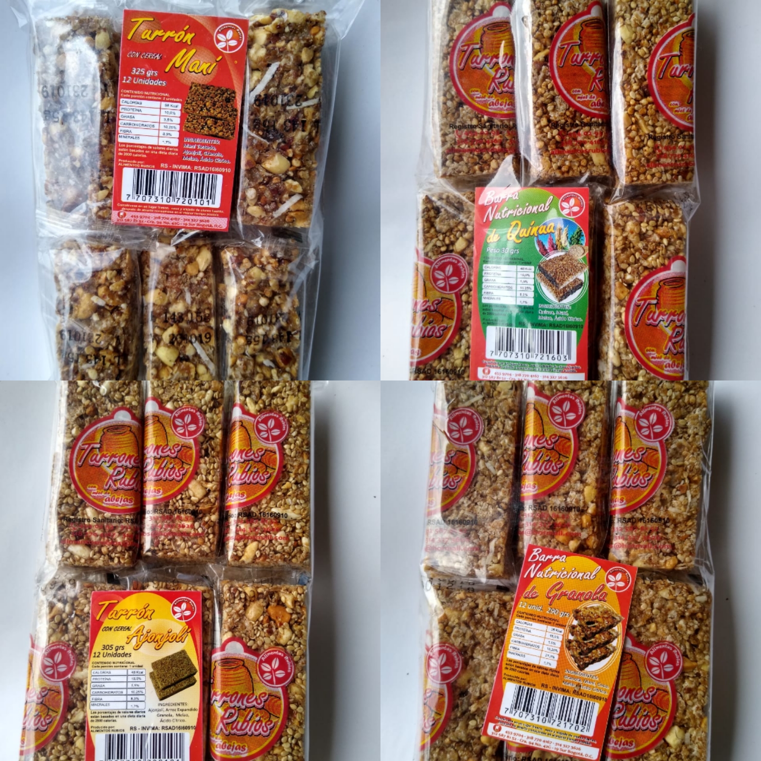 Barra de cereal sabores de maní, ajonjolí, quinoa o de granola × 12 u