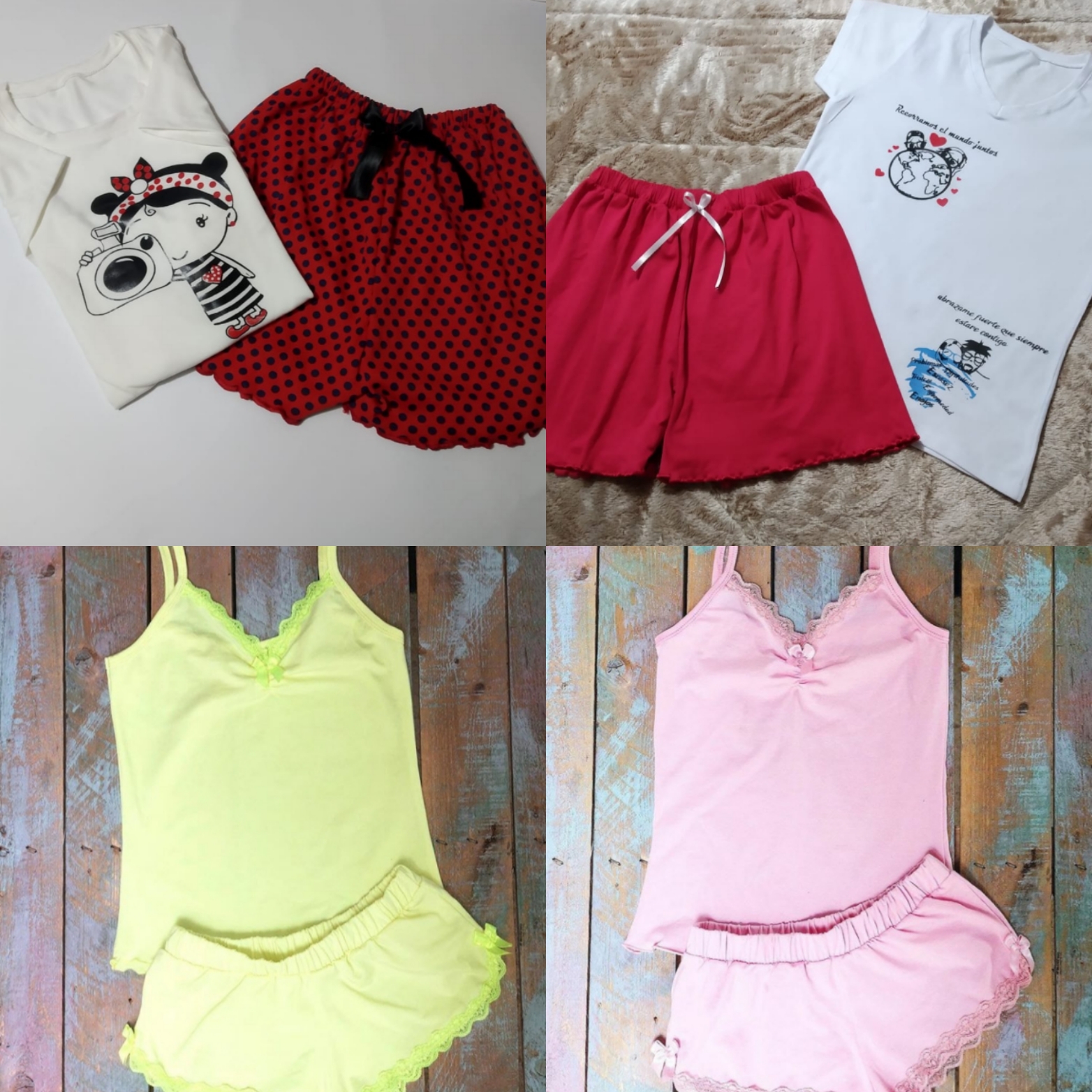 Pijamas para mujer en algodón, algodón licrado y polilicra