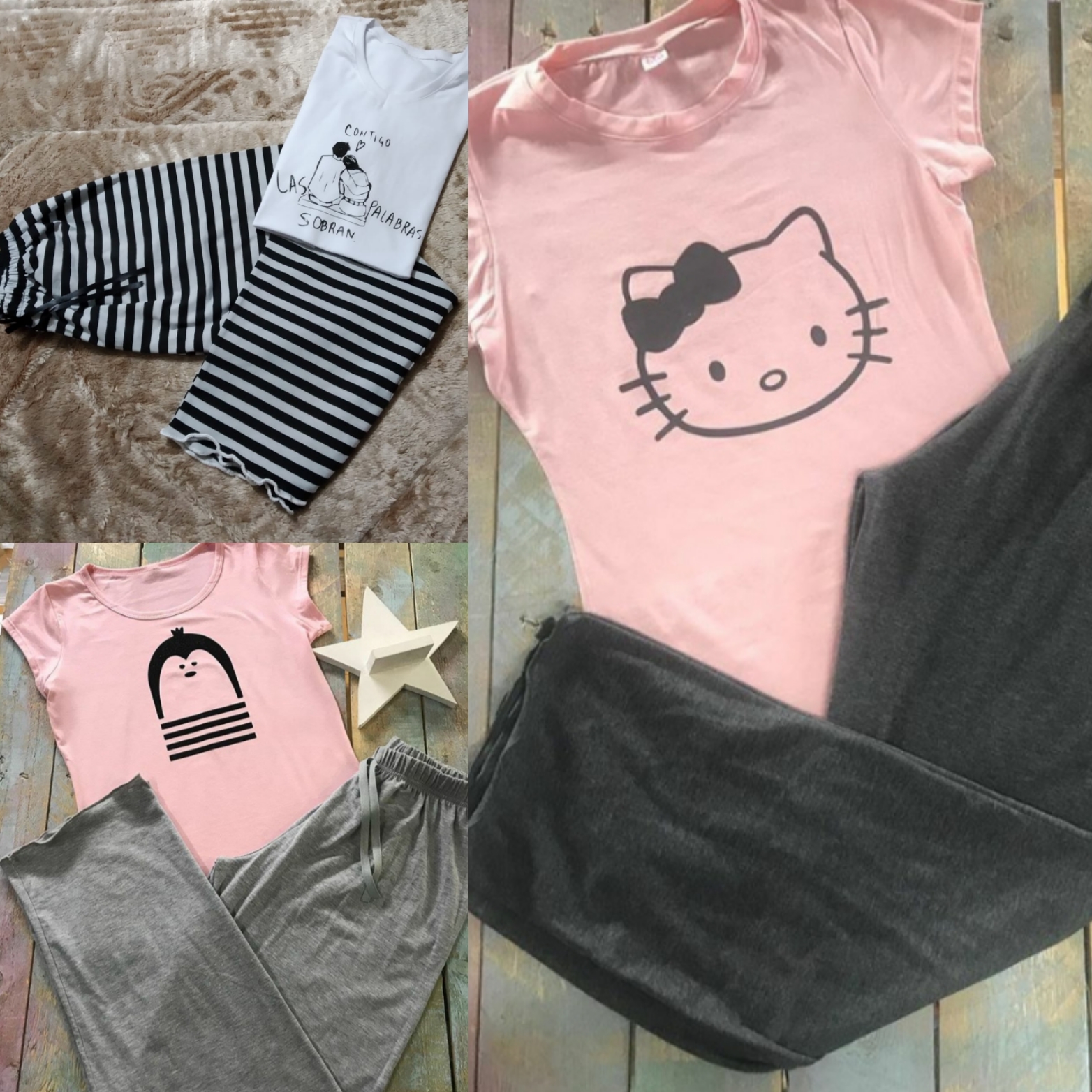 Pijama para dama en algodón, algodón licrado y polilicra