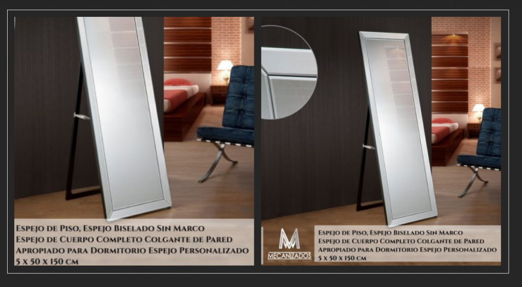 Espejo para Piso Ideal para Habitación, Sala, Almacenes de Ropa