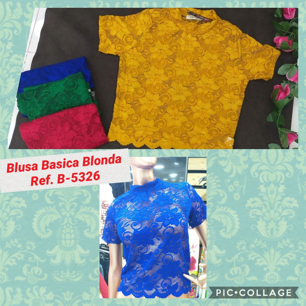Blusa básica blonda para dama